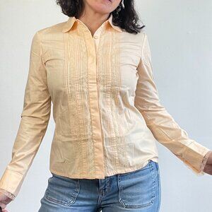 ETAM Vintage Peachy Pink Slim Fit Pleated Shirt Size S